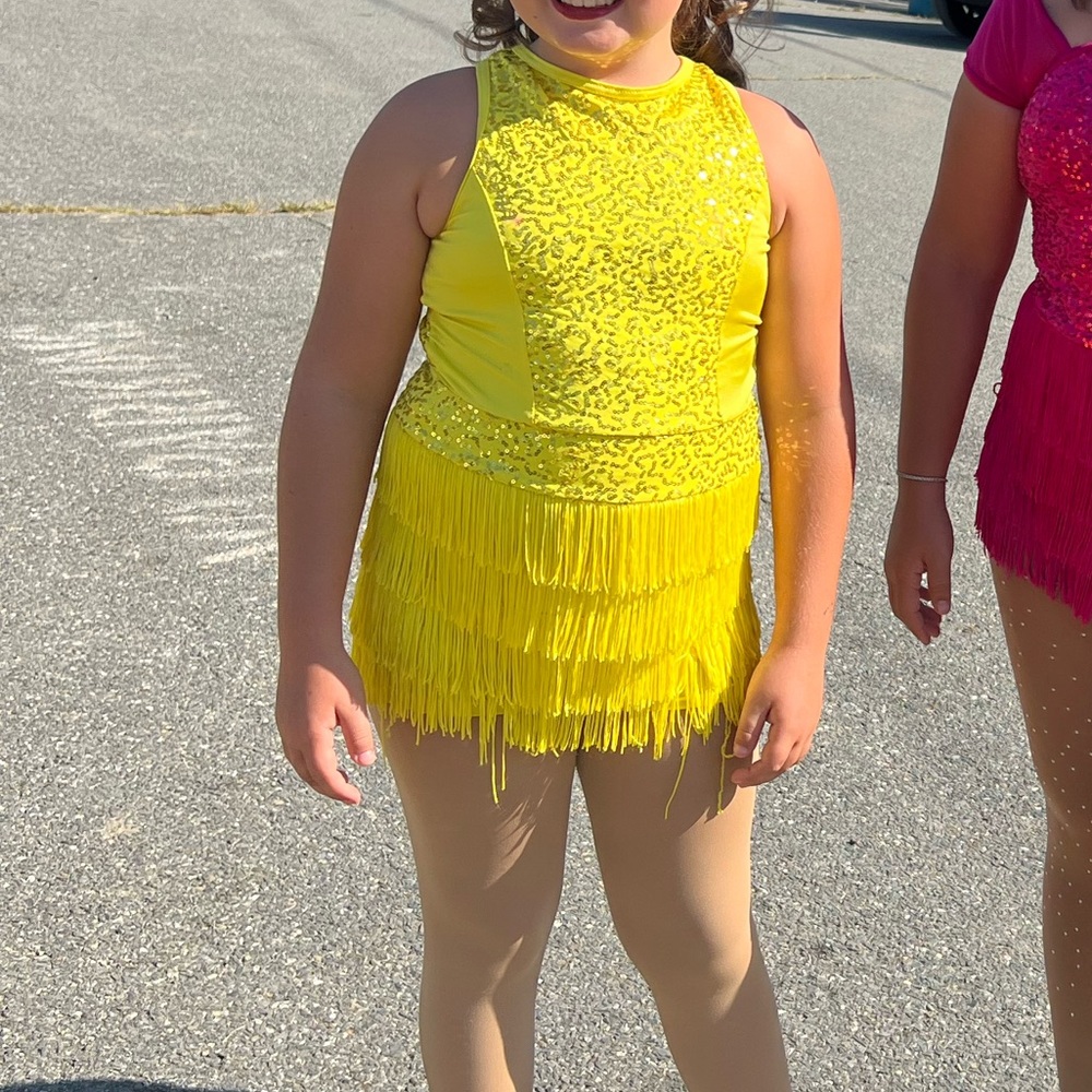 Girls Yellow Ice Skating Costume LC